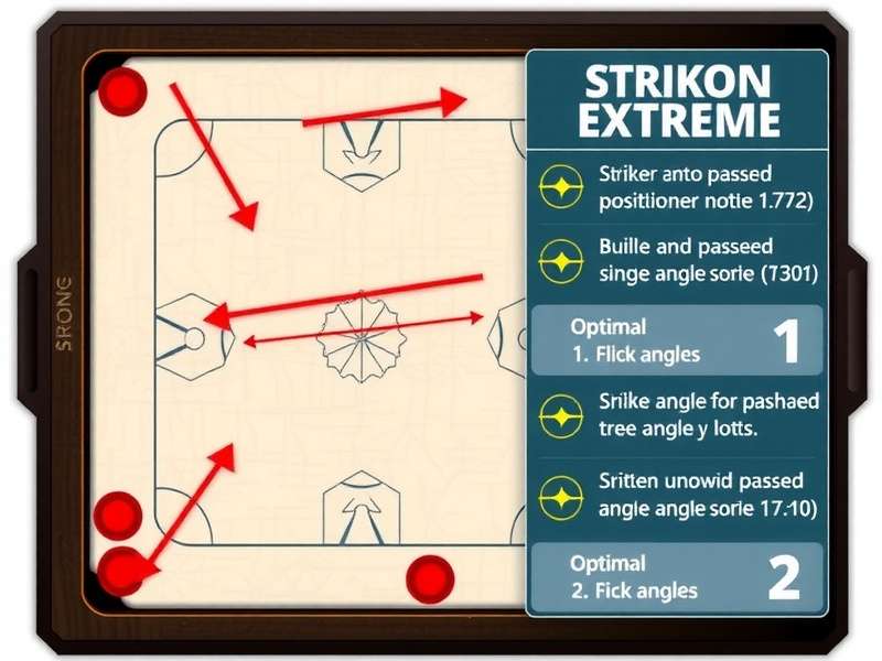 Carrom Extreme strategy guide showing optimal striker positions and flick angles for different shots