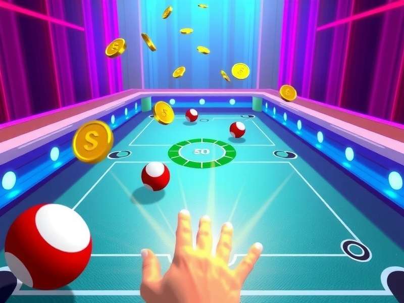 Carrom Extreme gameplay showing player flicking striker to hit coins with vibrant effects